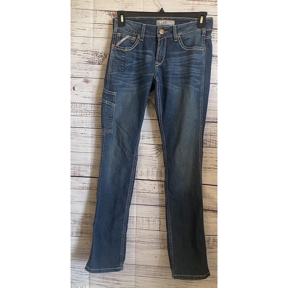 Ariat Rebar Riveter Nightride Denim Women's 27R  (29x33 ) Mid Rise Straight Leg